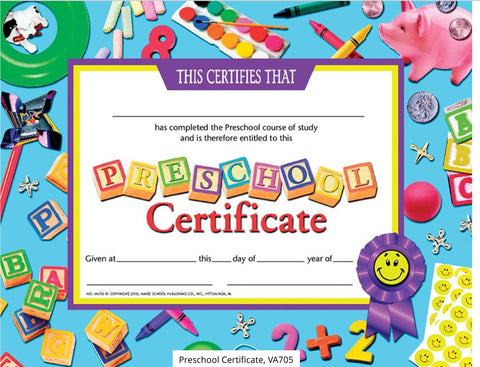 Awards: Preschool Certificate, School Tools