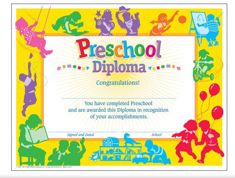 Awards: Preschool Diploma, kids