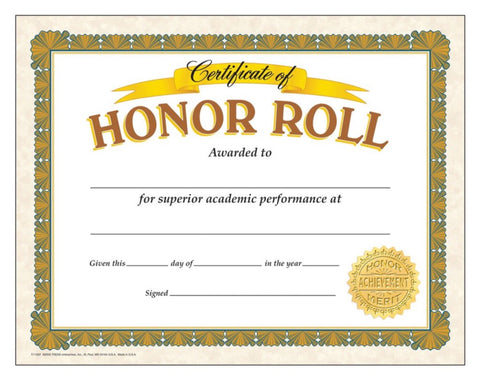 Awards: Honor Roll