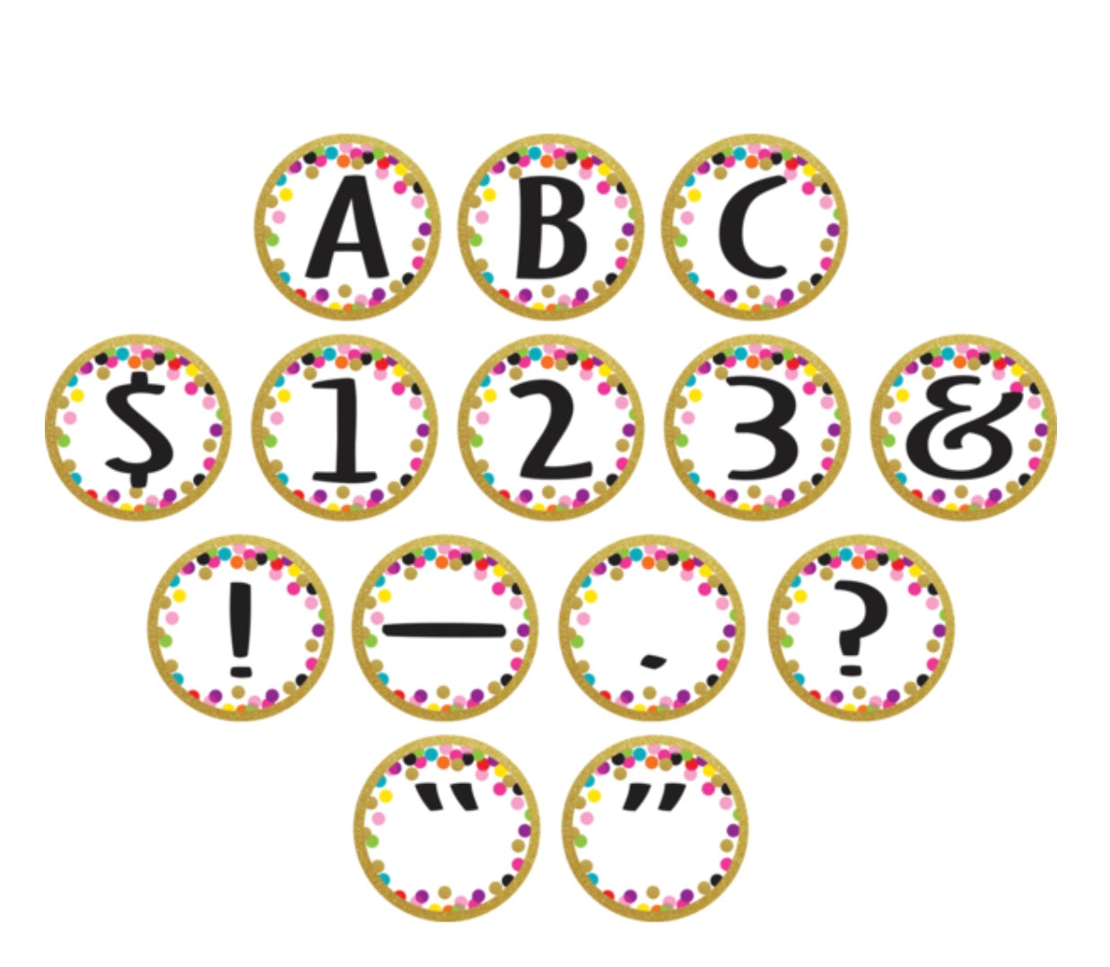 Letters: Confetti Circle Letters, 3 1/2”