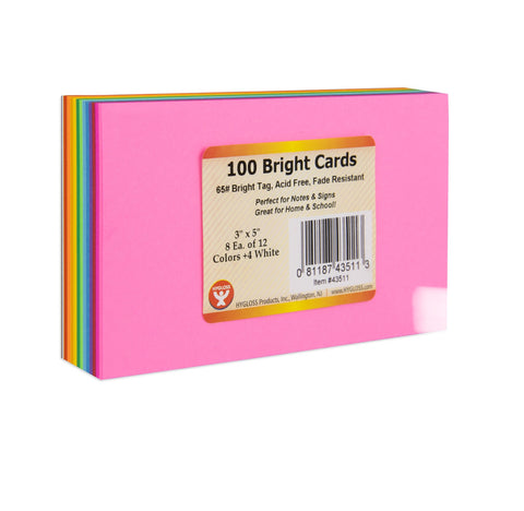 Bright Cards,  white & assorted, 100 count
