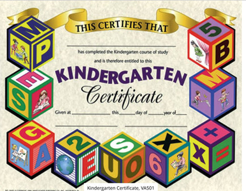 Awards: Kindergarten Certificate, Blocks