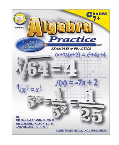 Book: Algebra Practice, grade 7-12
