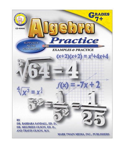Book: Algebra Practice, grade 7-12