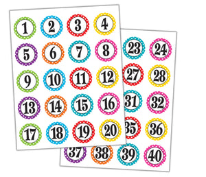 Stickers: Polka Dot Numbers, 1-40