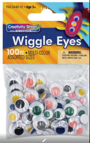 Wiggle Eyes:  Colors, Peel & Stick, 100 count