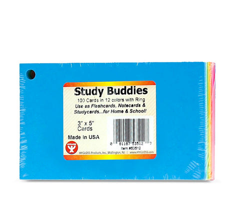 Study Buddies, 3 x 5, white & assrt