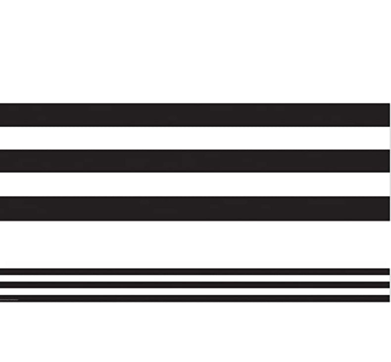 Border: Black & White Stripe Straight (ROLLED/ 50 feet)