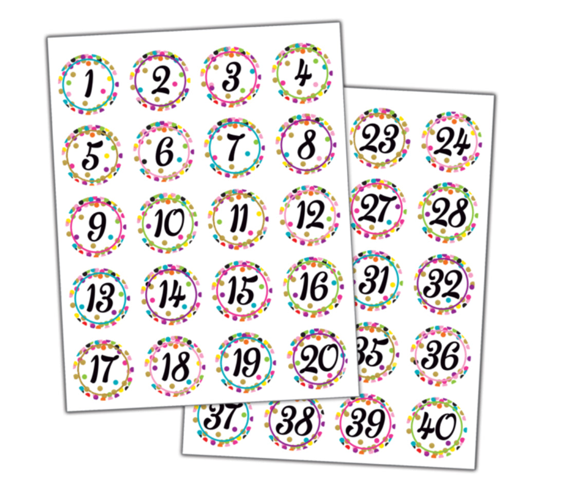 Stickers: Confetti Numbers, 1-40